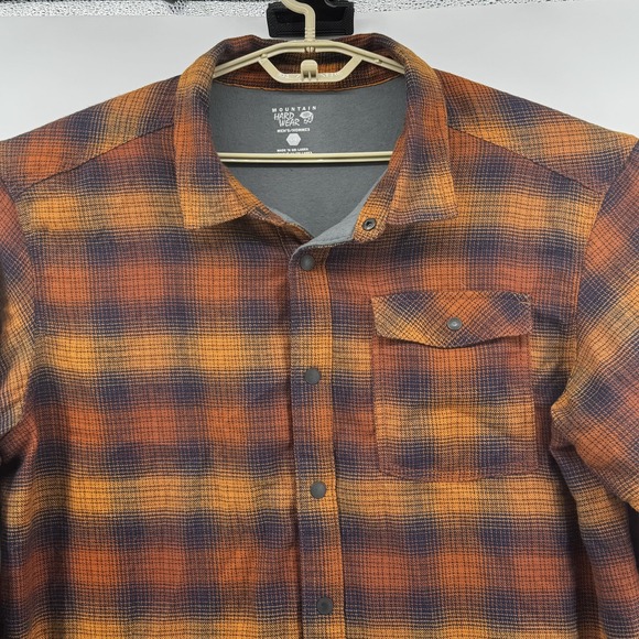Mountain Hardwear Other - Mountain Hardwear Shirt Shacket Jacket Mens Large Orange Brown Plaid Snap Front